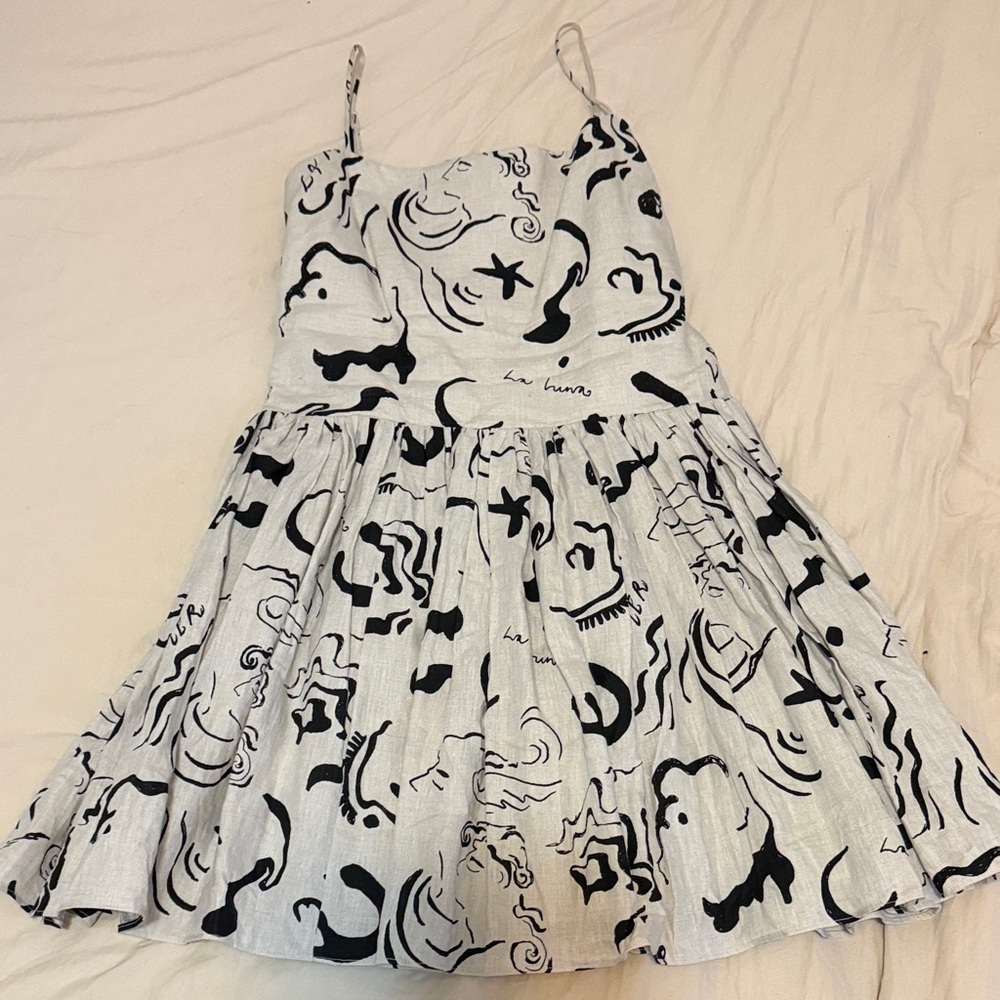 Stylish Black and White Linen Dress